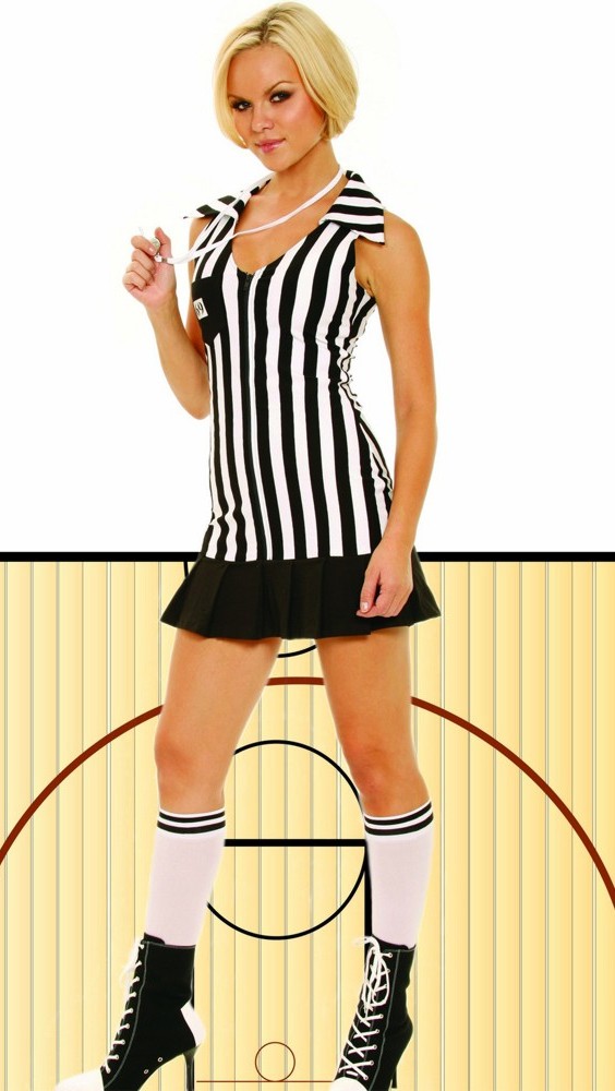 Elegant Moments Women's Racey referee sleevless costume - BLACK/WHITE - L