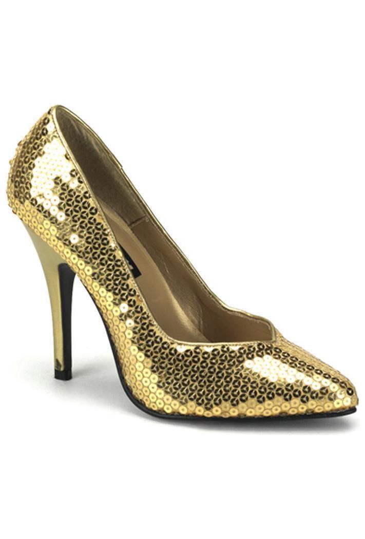 Pleaser Women's Seduce Sequin Pump Gold Shoes - 10