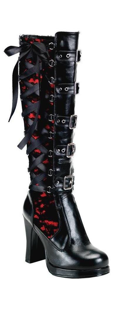 Pleaser Women's Crypto Buckle Black Boots - 12