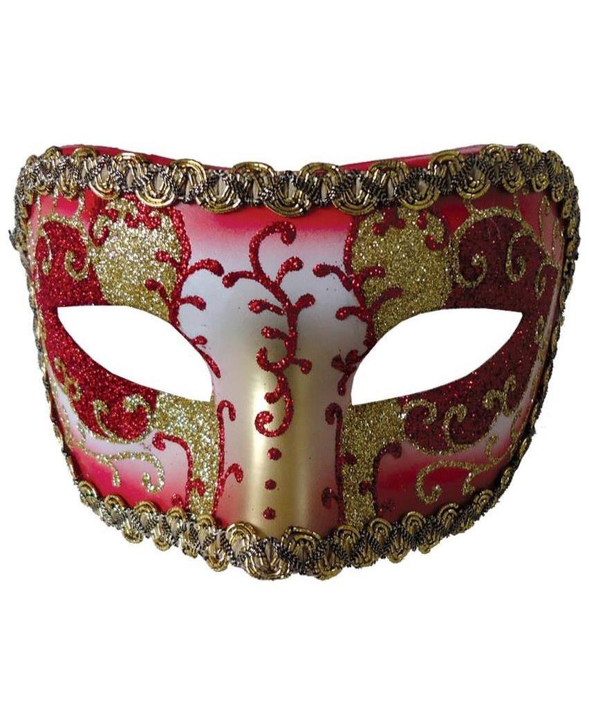 Seasonal Visions International Men's Red Gold Medieval Opera Mask - Standard