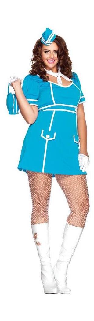 Leg Avenue Women's Flight Attendant Plus Size Blue Costume - Standard