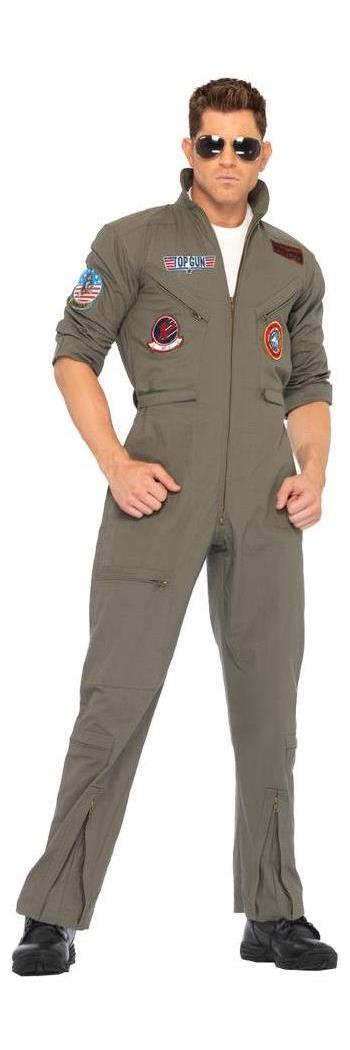 Leg Avenue Men's Top Gun Jumpsuit Costume - Green - 52