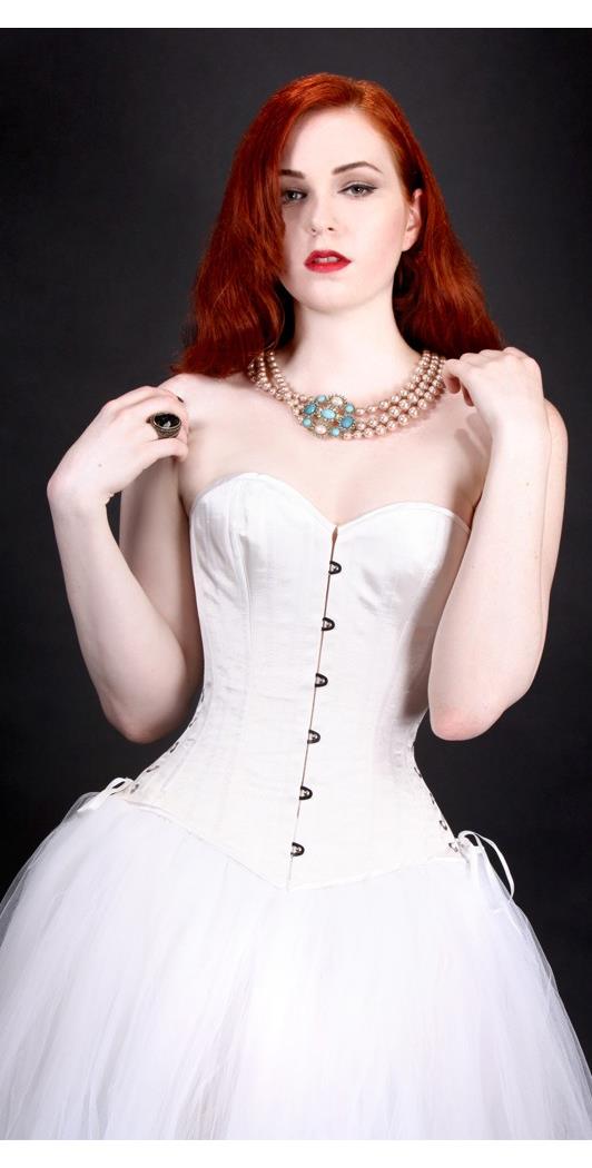 Timeless Trends Women's White Satin Overbust Corset - Size24S