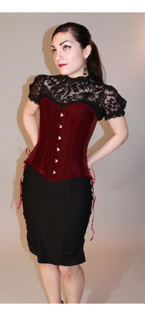 Timeless Trends Women's Burgundy Velvet Overbust Corset - Size26S for Valentines Day