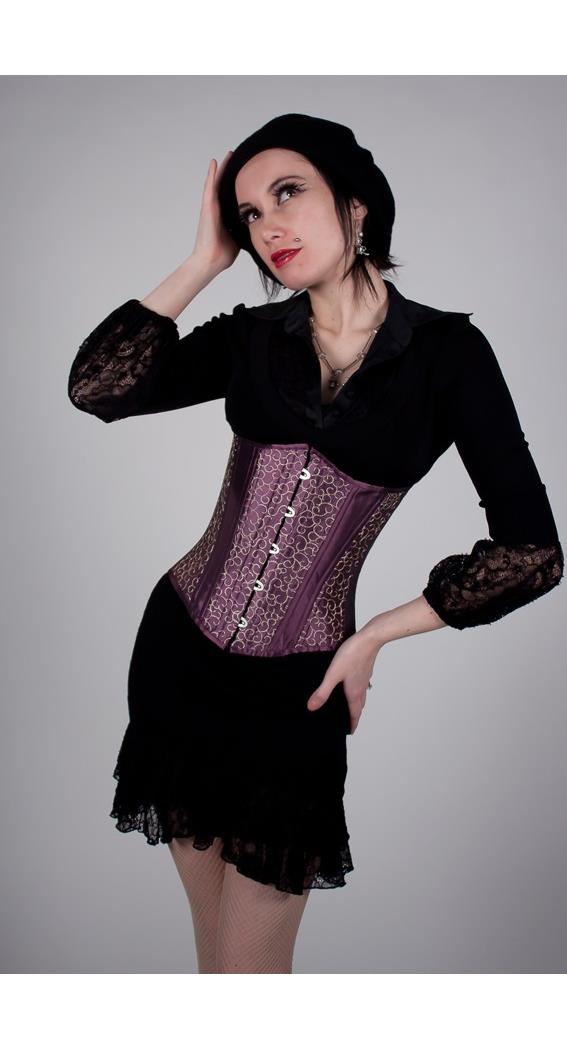 Timeless Trends Women's Purple Silk Corset with Gold Embroidery - Size34 for Mardi Gras