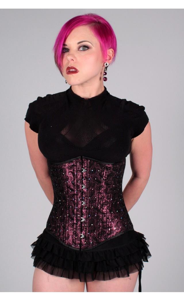 Timeless Trends Women's Purple Silk with Black Velvet Corset - Size22