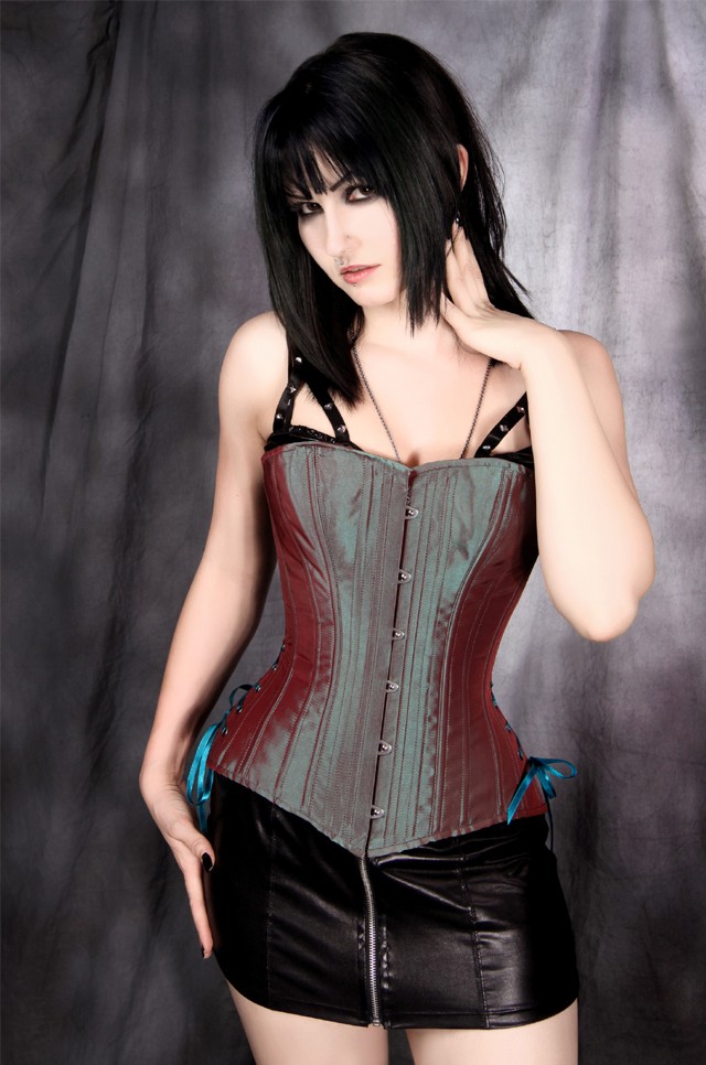 Timeless Trends Women's Aqua Red Iridescent Under Bust Corset - Size24S