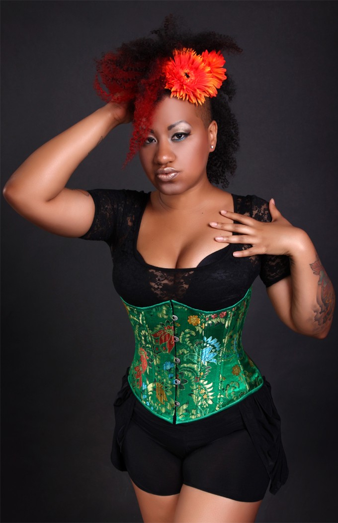 Timeless Trends Women's Green with Multi-Floral Satin Brocade Underbust Corset - Size38 for Mardi Gras