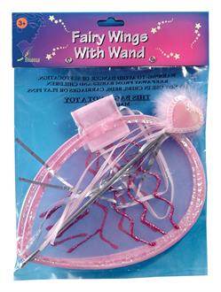 Pink Glitter Fairy Wings with Wand