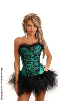 Emerald Vines Burlesque Corset and Pettiskirt