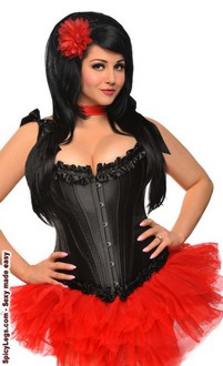 Black Tie-Strap Burlesque Corset and Pettiskirt