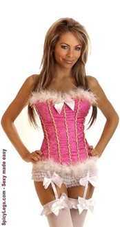 Pink Velvet and Marabou Corset