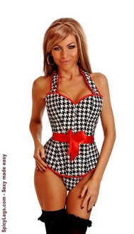Pin-Up Houndstooth Halter Top Corset