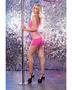 Seamless Halter Dress Side Slash Detail w/High Neck Line Neon Pink