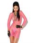 Vivace long sleeve diamond net mini dress neon pink