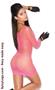Vivace long sleeve diamond net mini dress neon pink