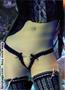 Yellow Brilliance Gathered Crotchless G String-Black