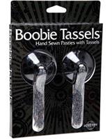 Boobie tassels hand sewn pasties with tassels - black