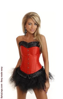 Lady in Red Burlesque Corset and Pettiskirt
