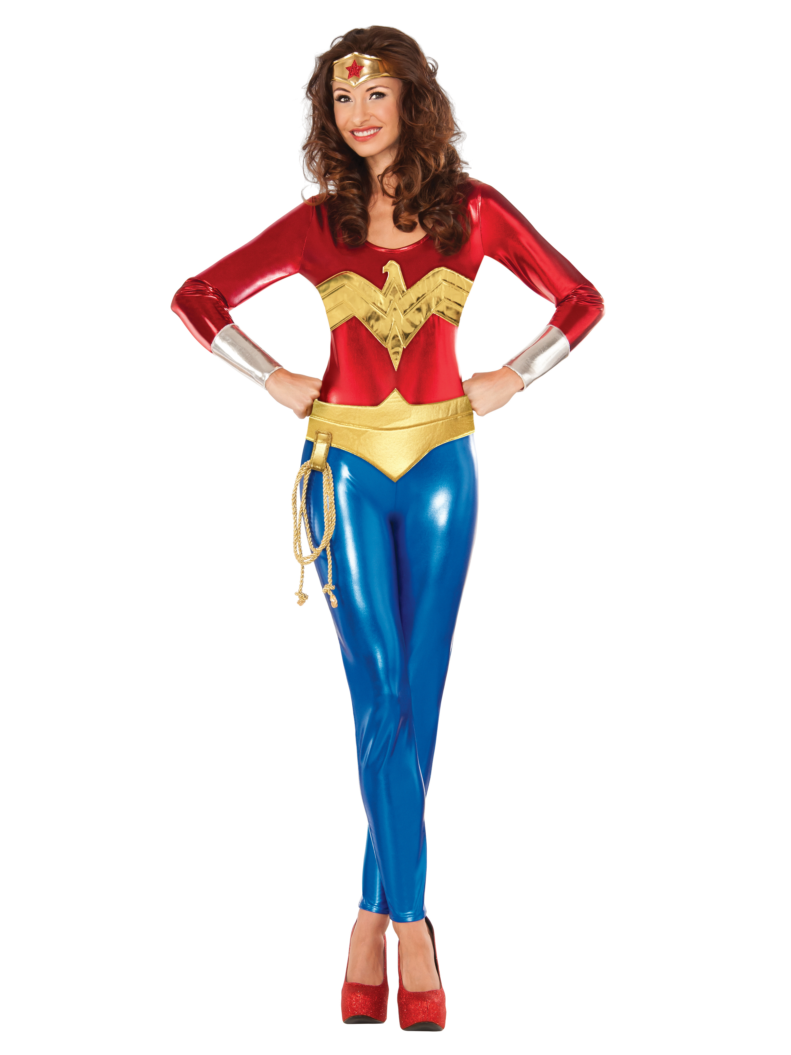 Superhero Style Wonder Woman Classic Adult Catsuit Costume - SpicyLegs.com