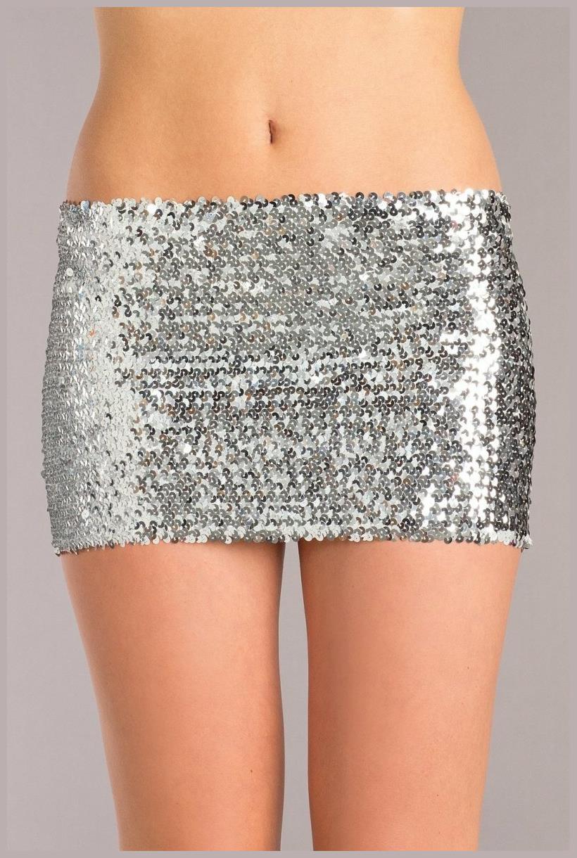 Sequin skirt Silver - SpicyLegs.com