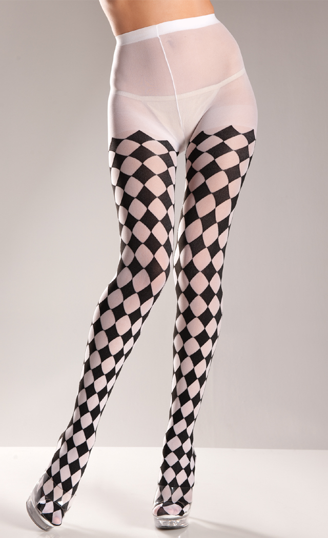Black And White CheckeRed Pantyhose