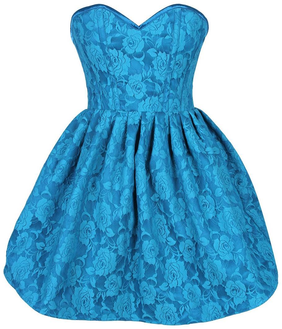 Top Drawer Steel Boned Teal Lace Empire Waist Corset Dress - SpicyLegs.com