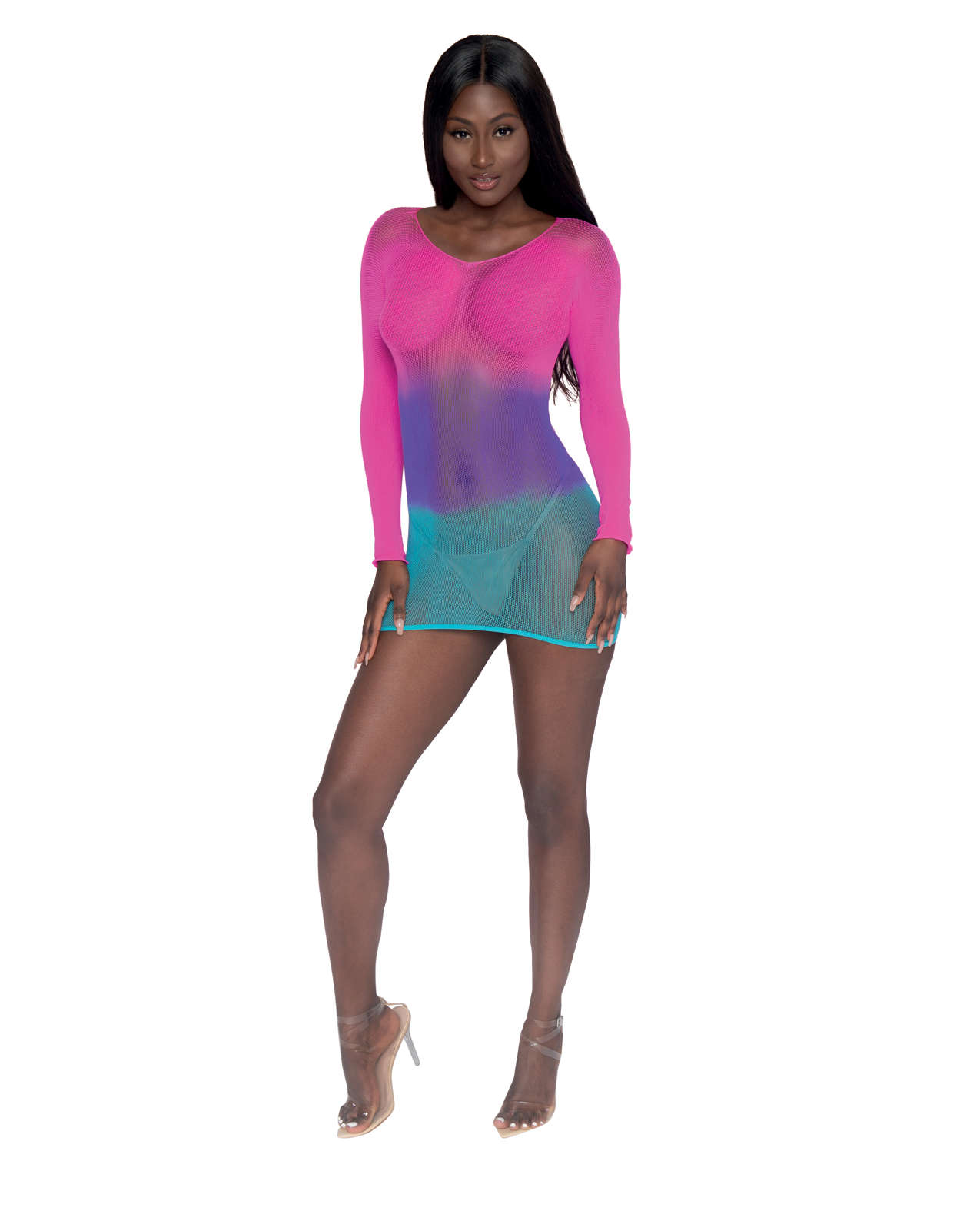 Simply Sexy Seamless Mesh Versatile Two Way Bodystocking Pink Ocean