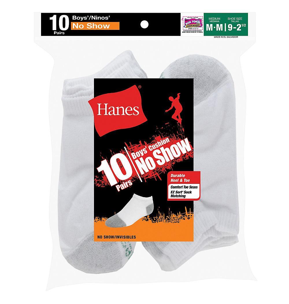 Hanes 434 Boys No Show Comfortblend White EZ Sort Socks 6-Pack