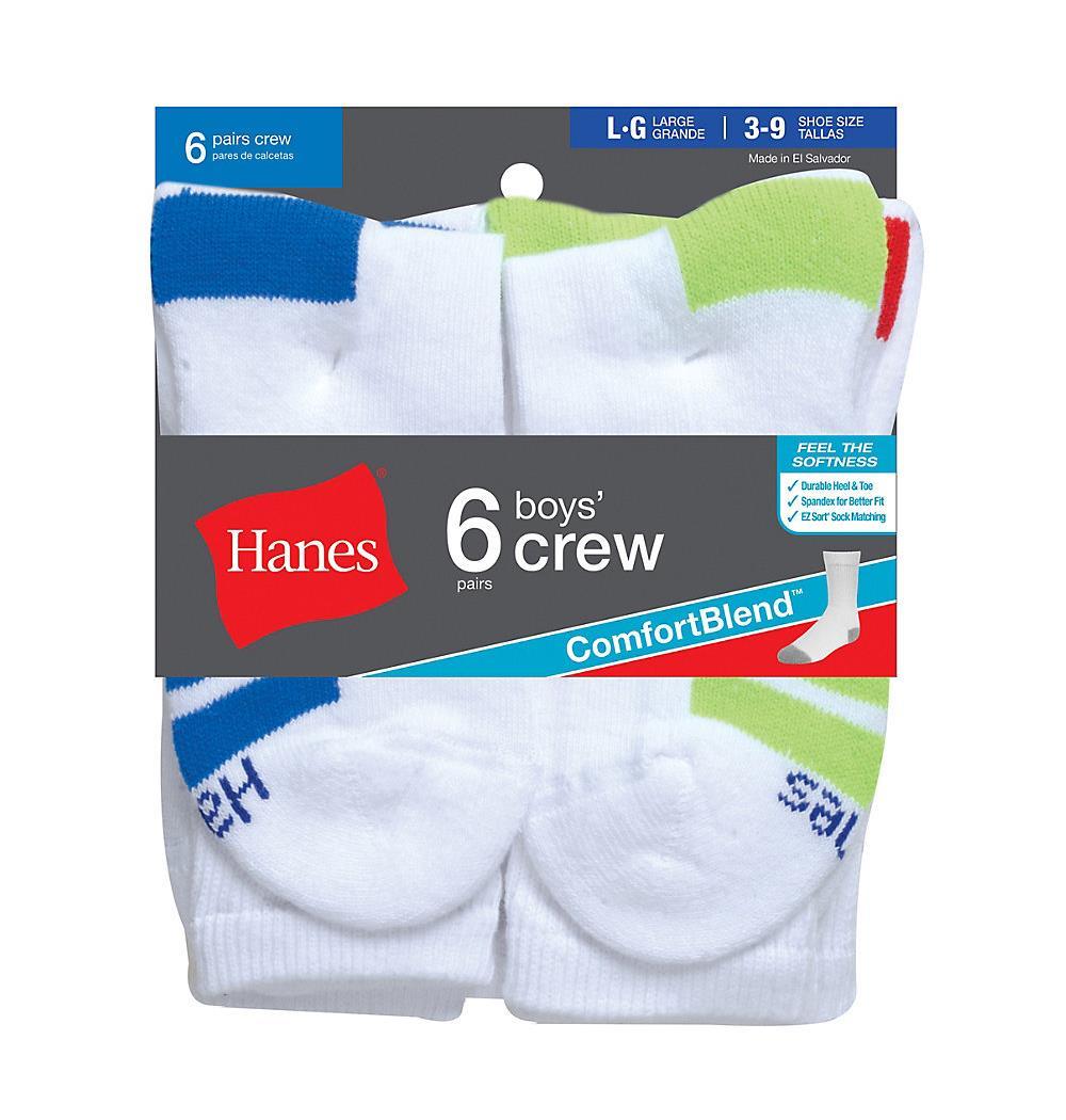 Hanes Boys' Crew ComfortBlend Assorted Socks 6-Pack - SpicyLegs.com