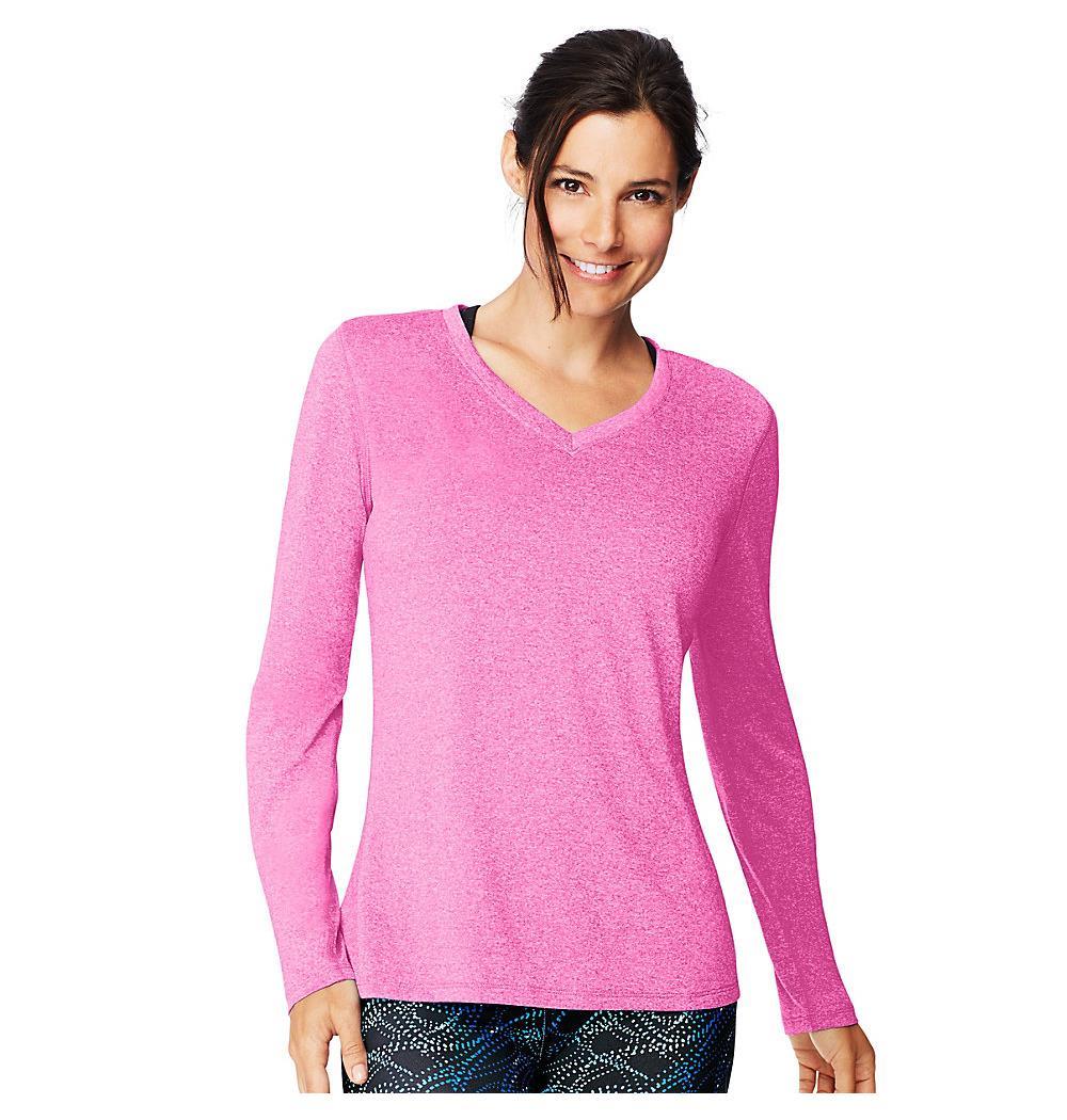 Hanes Sport™ Cool DRI Women's Performance Long-Sleeve V-Neck T-Shirt ...