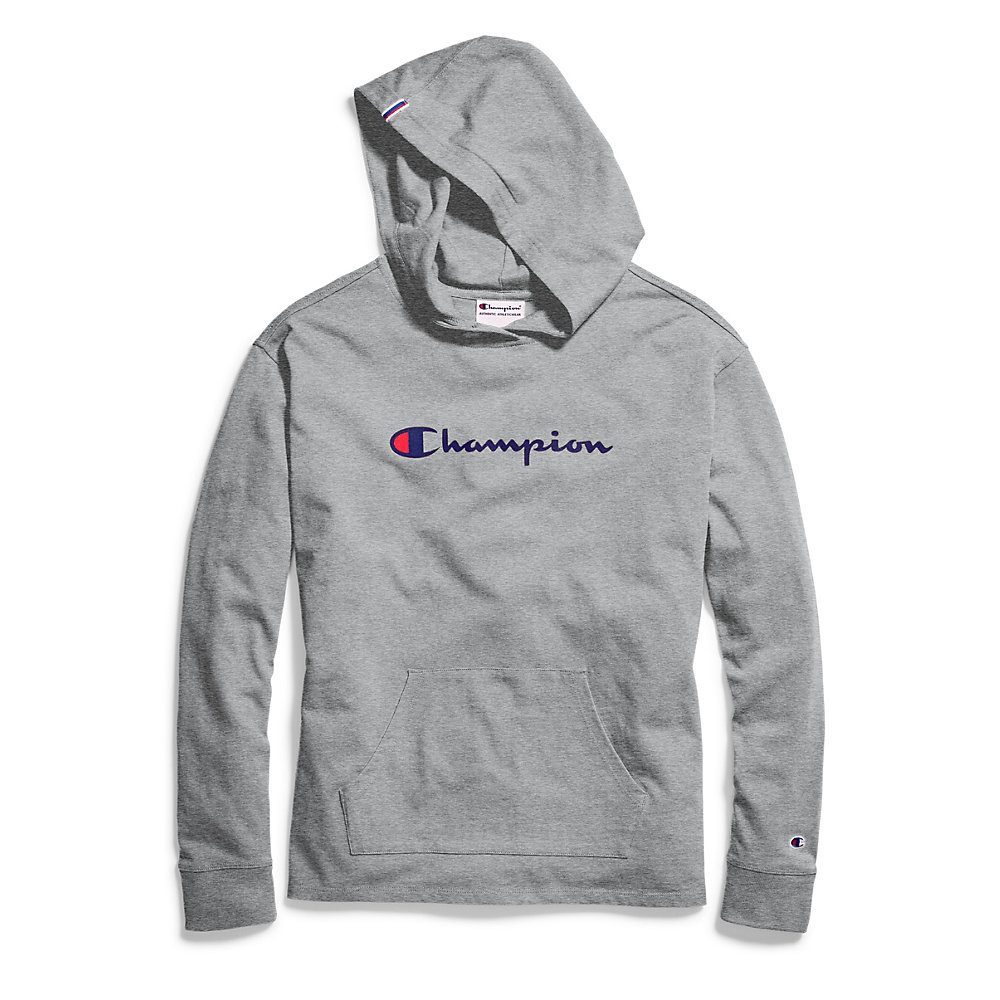 Champion Women's Heavyweight Jersey Pullover Hoodie, Script Logo ...