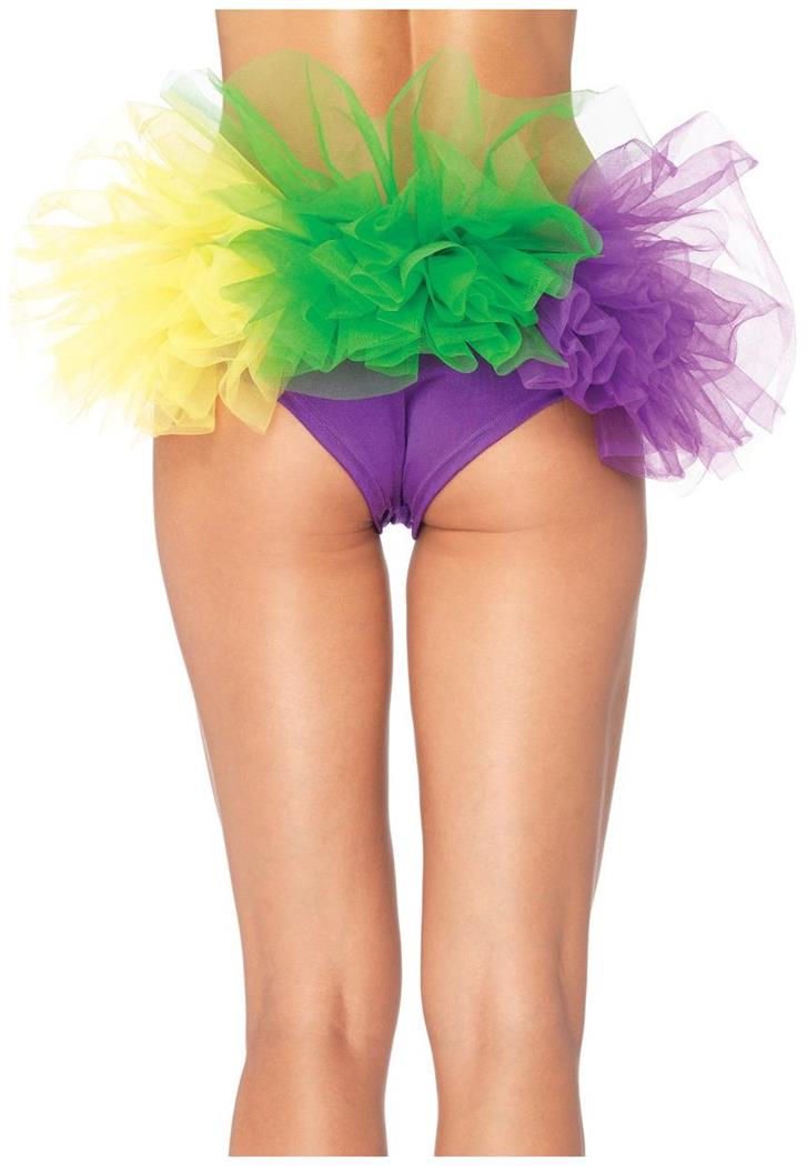 Mardi Gras spandex tanga panty with tulle ruffle back