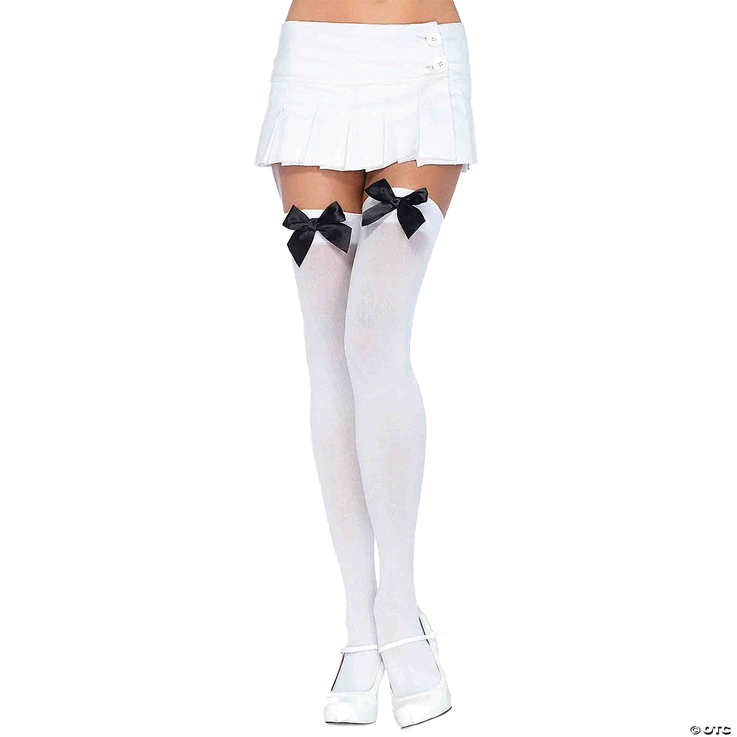 White Thigh High Stockings With Black Bows Spicylegs Com