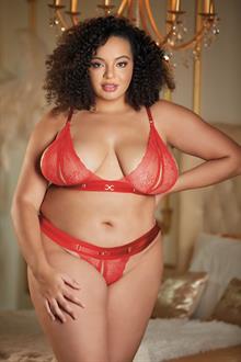 Lace peek-a-boo bralette and Ouverte Panty Set