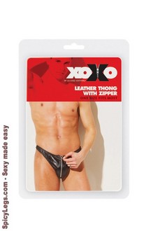 Leather Thong With Zipper