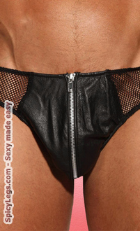 Leather and Fishnet Thong