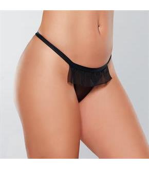 Panty. Mesh front with flounce. Open back with Bow detail.