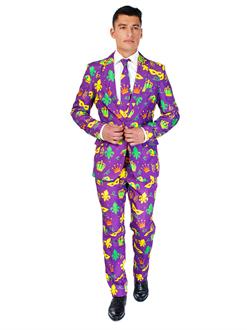 Suitmeister Mardi Gras Icons Men's Suit and Tie Set