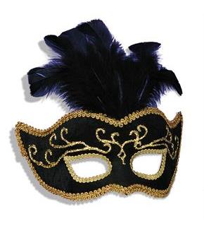 Black Venetian Feathers Mask