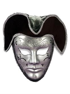 Venetian Mask Silver W/Headpiece