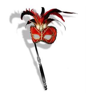 Red Venetian Mask with Stick