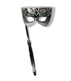 Venetian Mask w/Stick Silver Accents