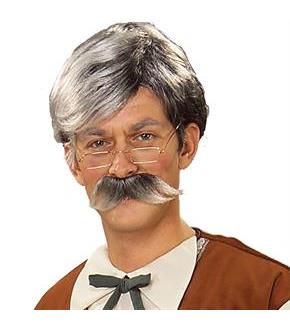 Geppetto Wig and Moustache - Grey