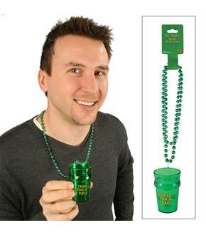 33" St. Pat's Bead Necklace with Shot Glass