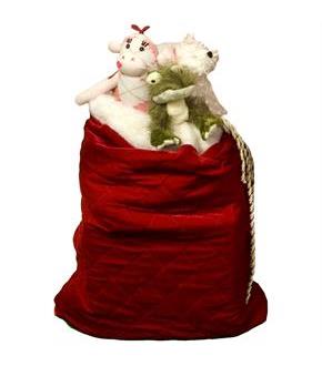 Quilted Velveteen Santa Bag - Winter Holiday Classics