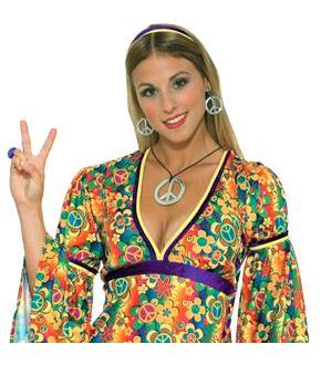 Hippie Peace Sign Necklace and Earrings