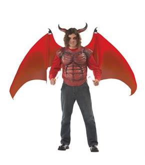 Deluxe Demon Wings and Chest Piece Adult Costume Kit - Red