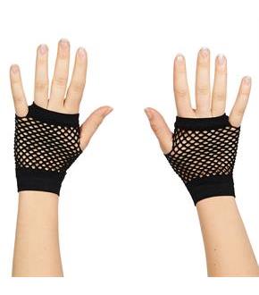 80's Black Short Fishnet Adult Gloves