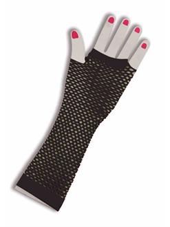 80's Black Long Fishnet Adult Gloves
